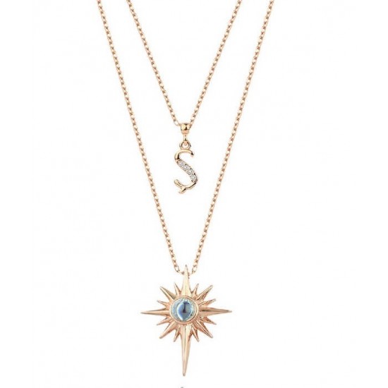 100 Dilde Seni Seviyorum Harfli Kutup Yıldızı Rose Renk Gümüş Kolye GMS2061