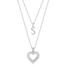 Kalpli Harfli Zirkon Gümüş Kolye GMS2066