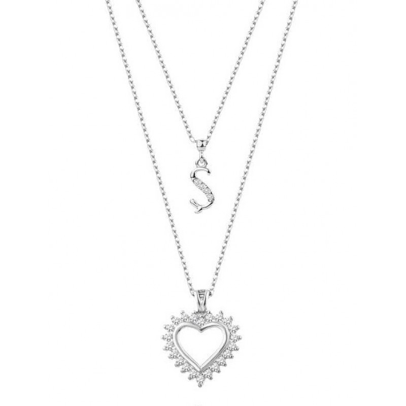 Kalpli Harfli Zirkon Gümüş Kolye GMS2066