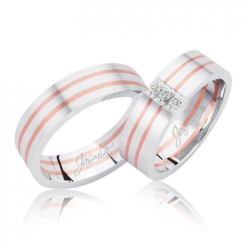 Rose Beyaz Bombeli Altın Alyans 2504-3