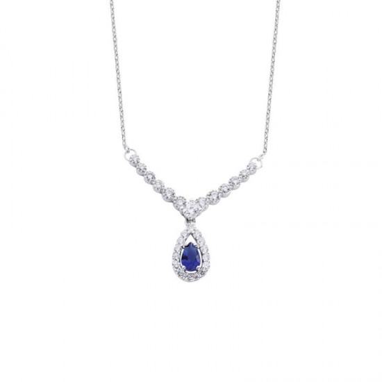 Damla Taşlı V Montür Gümüş Kolye GMS1200