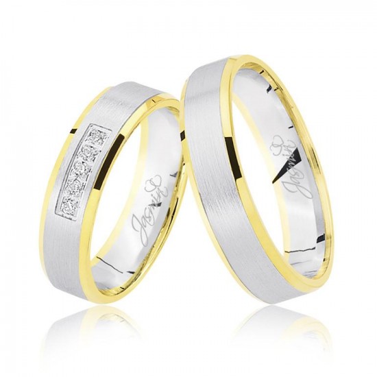 Beyaz Sarı Bombeli Altın Alyans 2603-3