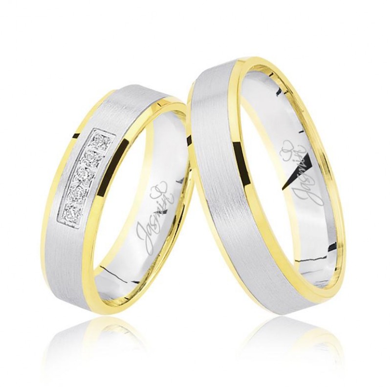 Beyaz Sarı Bombeli Altın Alyans 2603-3