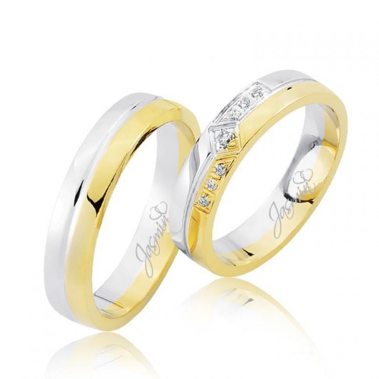 Sarı Beyaz Bombeli Altın Alyans 2706-2 Sarı Beyaz Bombeli Altın Alyans 2706-2