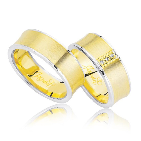 Sarı Beyaz Düz Altın Alyans 2804-3