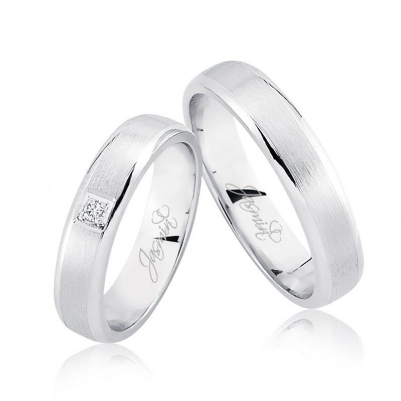 Beyaz Ortası Taşlı Altın Alyans 2806-2