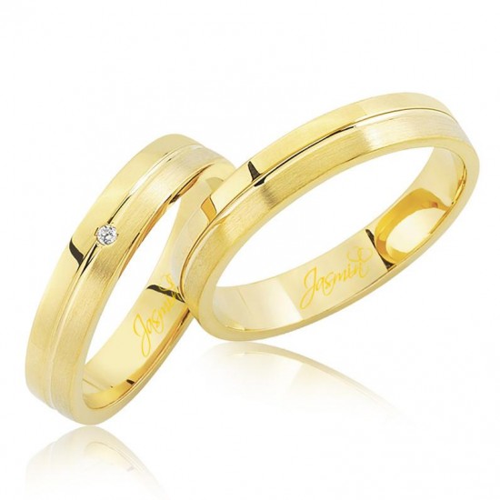 Sarı Ortası Taşlı Altın Alyans 2904-3 Sarı Ortası Taşlı Altın Alyans 2904-3