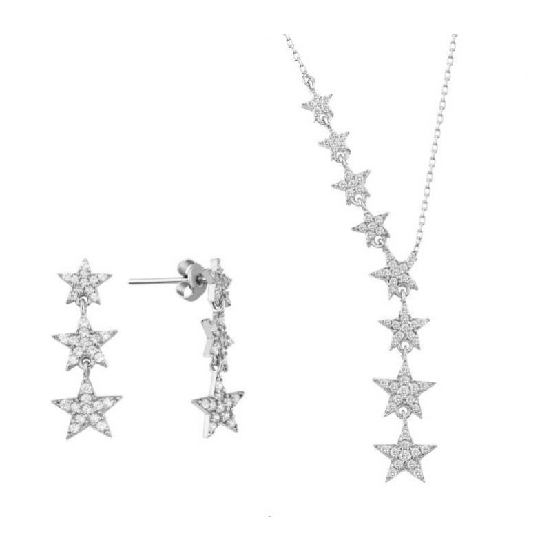 Takım Yıldızı İkili Gümüş Set Üçlü Küpe GMS2091