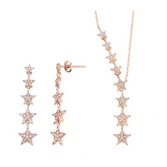 Takım Yıldızı İkili Rose Renk Gümüş Set GMS2095