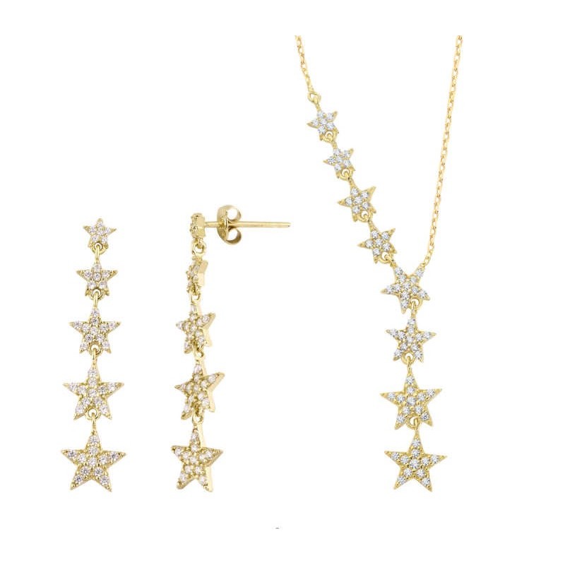 Takım Yıldızı İkili Sarı Renk Gümüş Set GMS2096