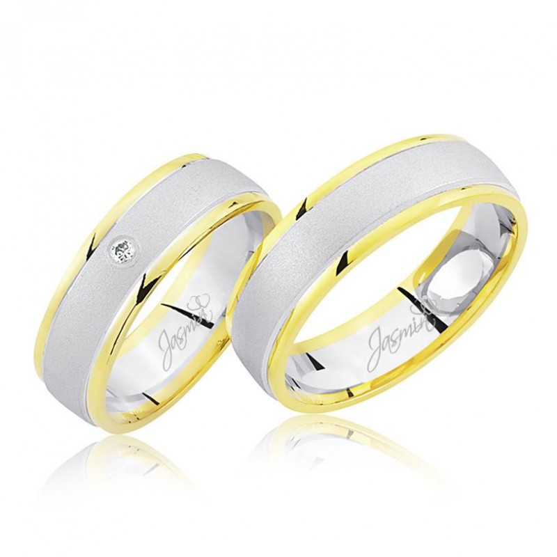 Beyaz Sarı Altın Alyans 3105-2