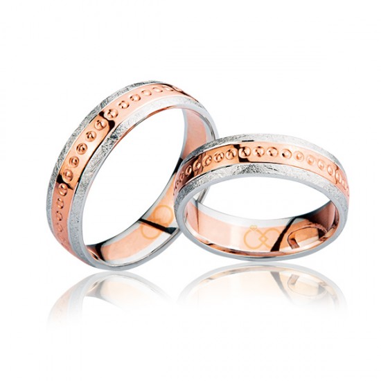 Beyaz Rose Şeritli Altın Alyans 3302-3 Beyaz Rose Şeritli Altın Alyans 3302-3