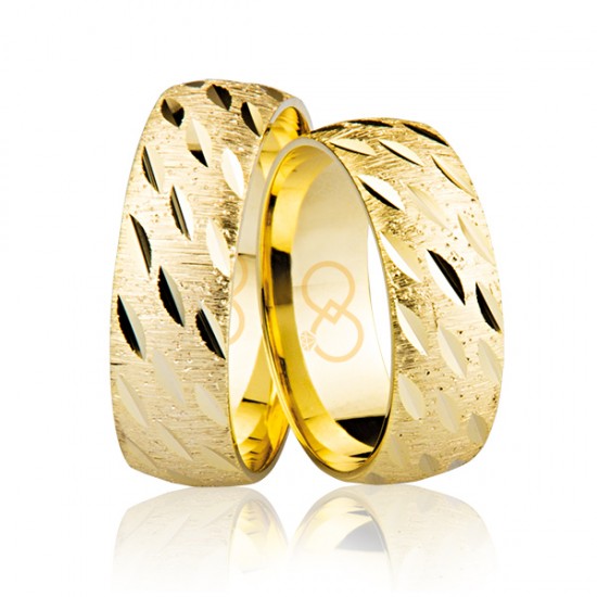 Sarı Desenli Altın Alyans 3402-3