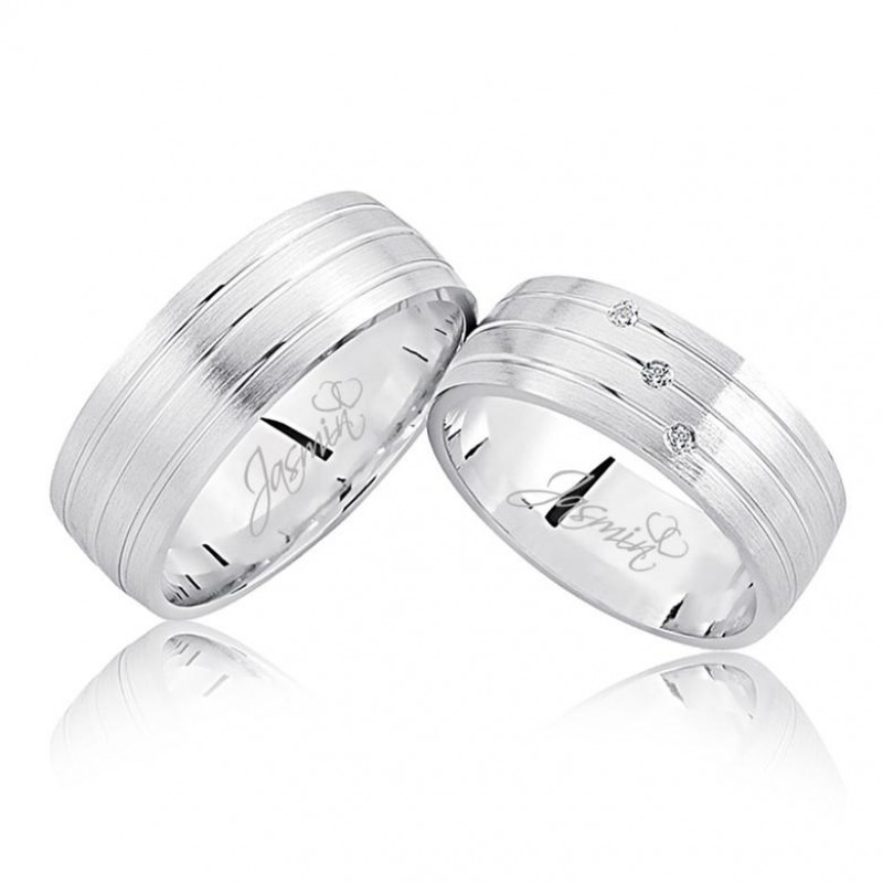 Beyaz Şeritli Taşlı Altın Alyans 3407-2