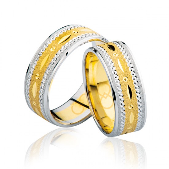 Sarı Beyaz Altın Alyans 3701-2 Sarı Beyaz Altın Alyans 3701-2