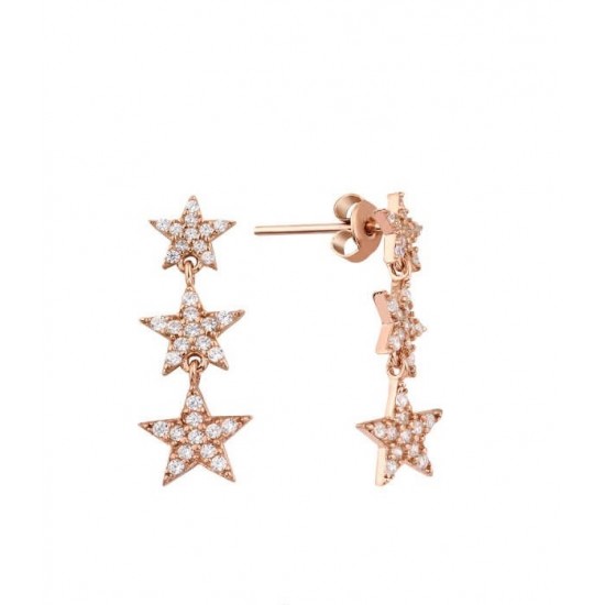 Takım Yıldızı Rose Renk Gümüş Küpe Üçlü GMS2102