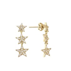 Takım Yıldızı Sarı Renk Gümüş Küpe Üçlü GMS2103