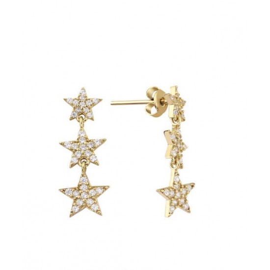 Takım Yıldızı Sarı Renk Gümüş Küpe Üçlü GMS2103