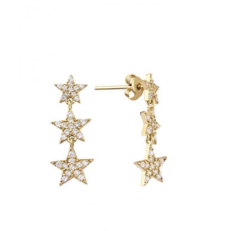 Takım Yıldızı Sarı Renk Gümüş Küpe Üçlü GMS2103