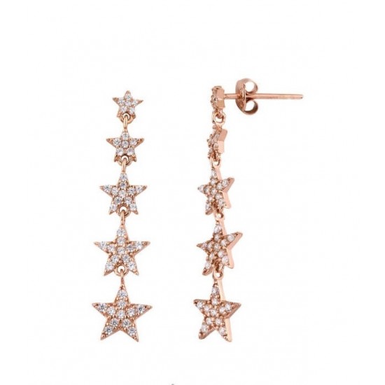 Takım Yıldızı Rose Renk Gümüş Küpe Beşli GMS2105