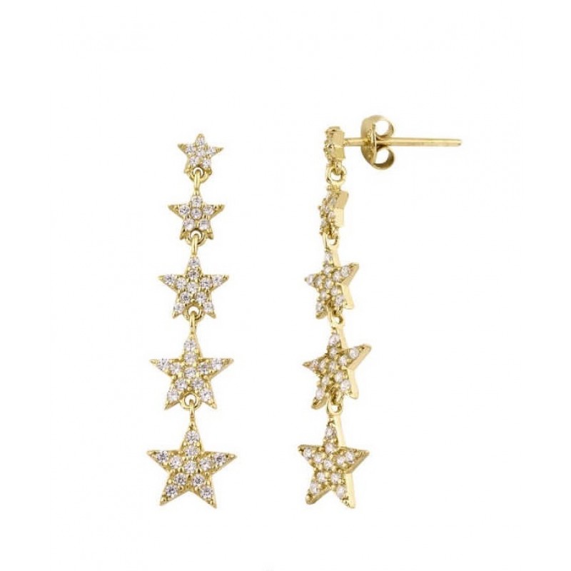 Takım Yıldızı Sarı REnk Gümüş Küpe Beşli GMS2106