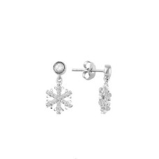 Tek Taş Sallantı Kar Tanesi Gümüş Küpe GMS2109