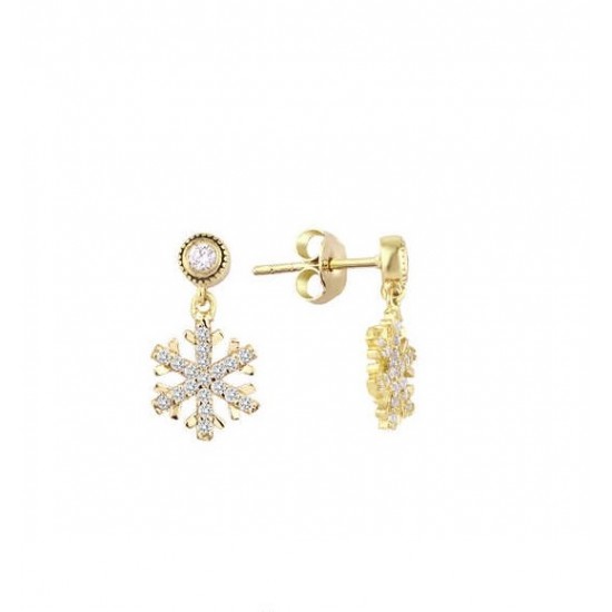 Tek Taş Sallantı Kar Sarı Renk Tanesi Gümüş Küpe GMS2111