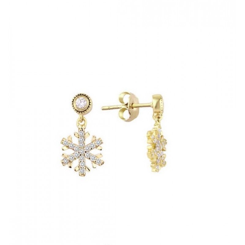 Tek Taş Sallantı Kar Sarı Renk Tanesi Gümüş Küpe GMS2111