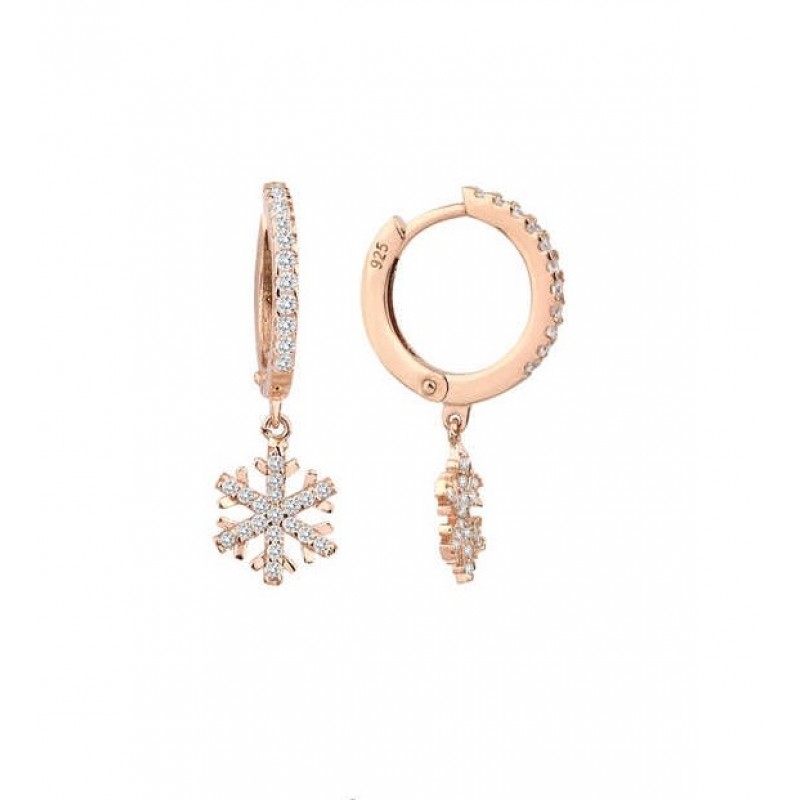 Zirkon Taşlı Sallantı Kar Tanesi Rose Renk Gümüş Küpe GMS2113 Zirkon Taşlı Sallantı Kar Tanesi Rose Renk Gümüş Küpe GMS2113