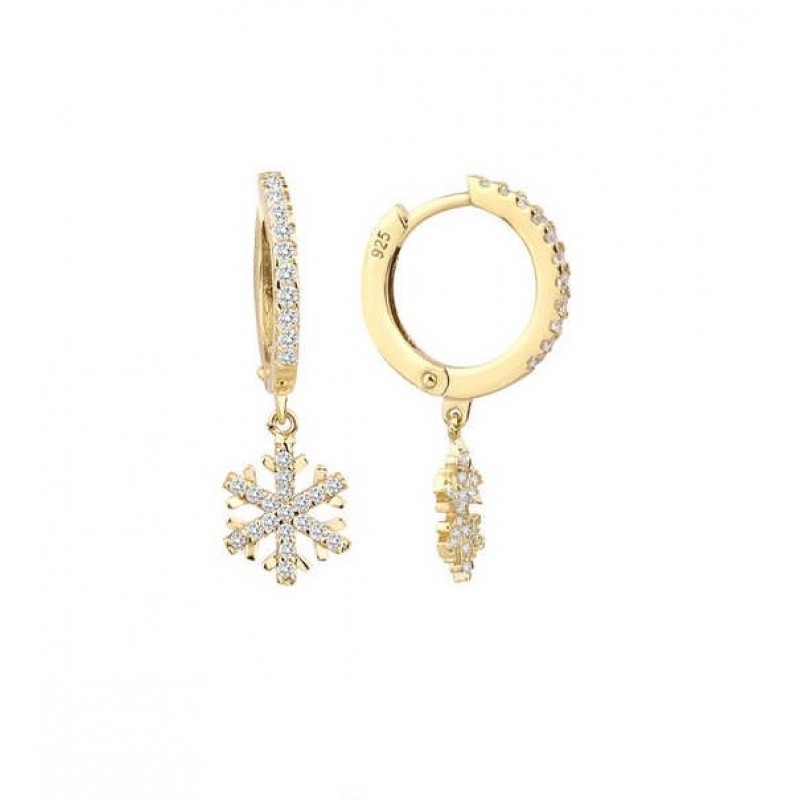 Zirkon Taşlı Sallantı Kar Tanesi Sarı Renk Gümüş Küpe GMS2114 Zirkon Taşlı Sallantı Kar Tanesi Sarı Renk Gümüş Küpe GMS2114