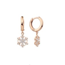 Sallantı Kar Tanesi Rose Renk Gümüş Küpe GMS2116