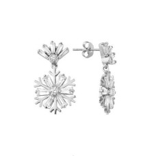 Baget Taşlı Kar Tanesi Gümüş Küpe GMS2118