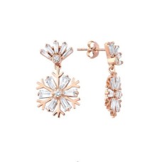 Baget Taşlı Kar Tanesi Gümüş Küpe GMS2119