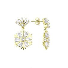 Baget Taşlı Kar Tanesi Gümüş Küpe GMS2120