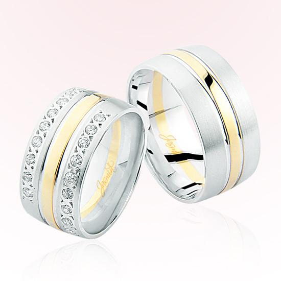 Beyaz Sarı Taşlı Bombeli Altın Alyans 4101