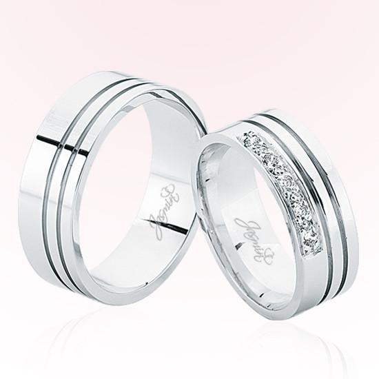 Beyaz Şeritli Taşlı Altın Alyans 4206