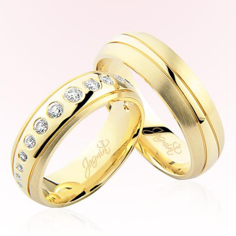 Sarı Bombeli Taşlı Altın Alyans 4606