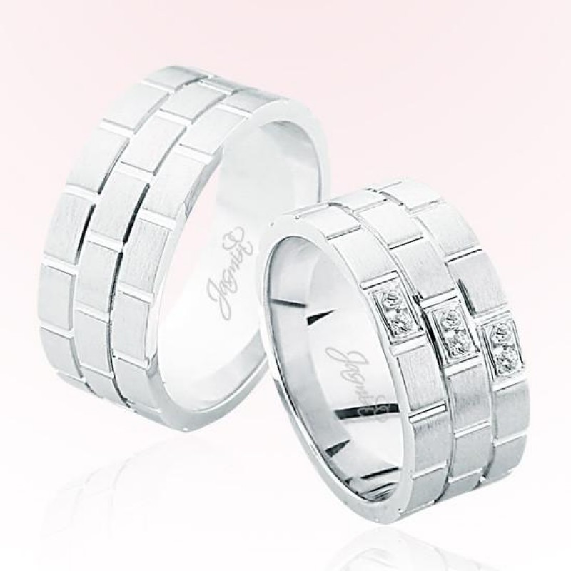 Beyaz Kareli Altın Alyans 4801