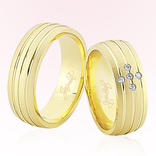 Sarı Şeritli Taşlı Altın Alyans 4905