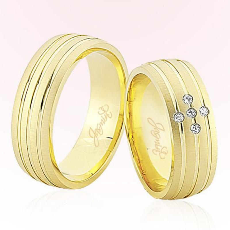 Sarı Şeritli Taşlı Altın Alyans 4905 Sarı Şeritli Taşlı Altın Alyans 4905