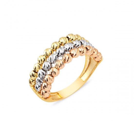 Üç Sıra Üç Renkli Dorika Yüzük YZK464