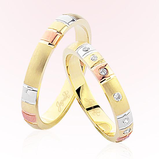 Rose Beyaz Sarı Bombeli Altın Alyans 5007