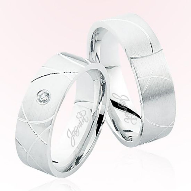 Desenli Beyaz Altın Alyans 5109