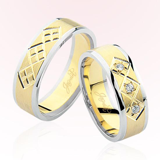 Sarı Beyaz Desenli Altın Alyans 5209