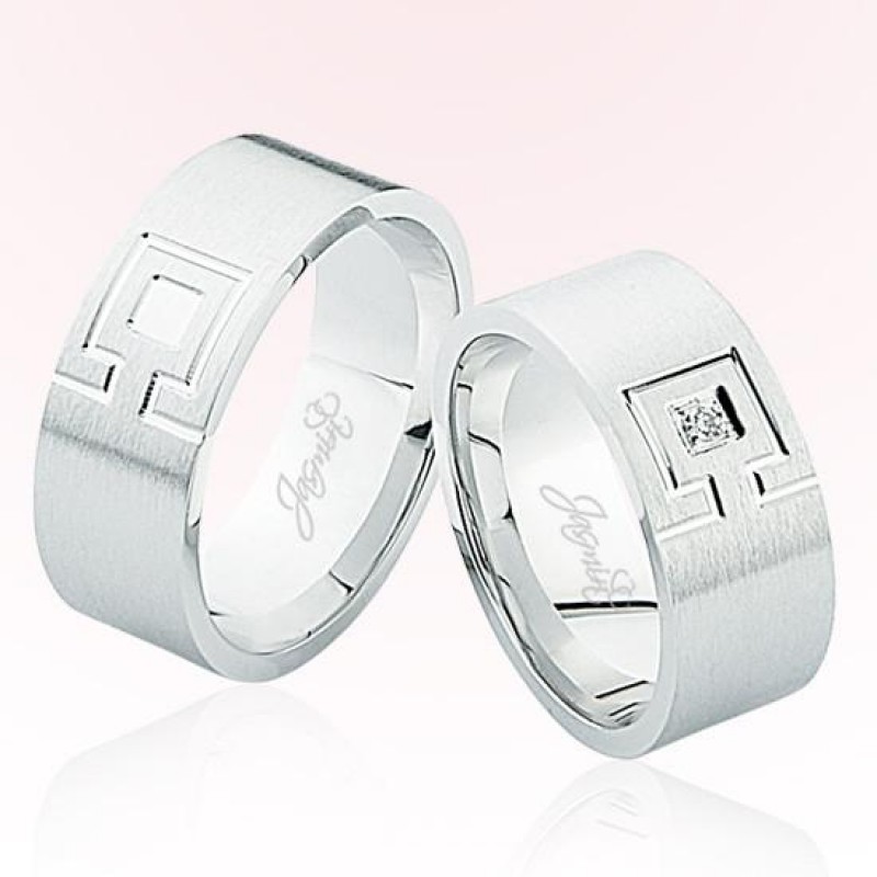 Desenli Beyaz Altın Alyans 5402