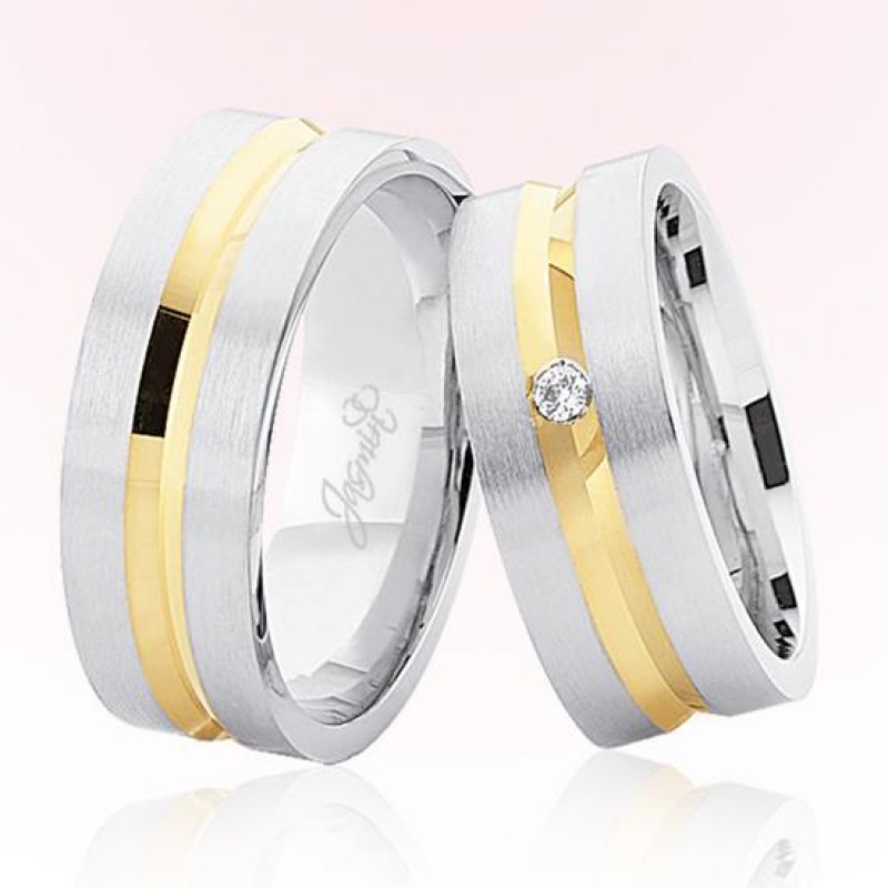 Beyaz Sarı Altın Alyans 5405