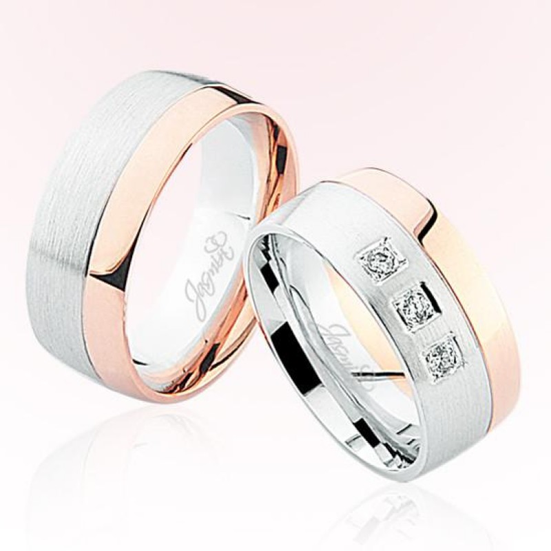 Rose Beyaz Bombeli Altın Alyans 5604