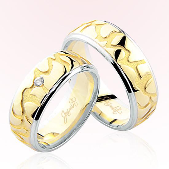 Sarı Beyaz Desenli Altın Alyans 5606