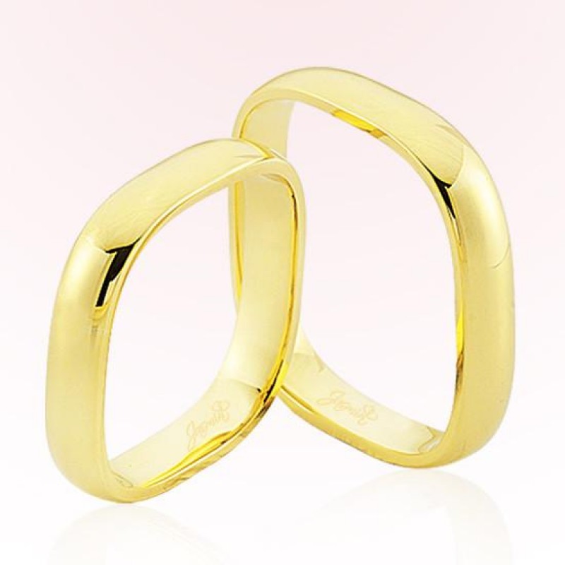 Sarı Kare Model Altın Alyans 5906