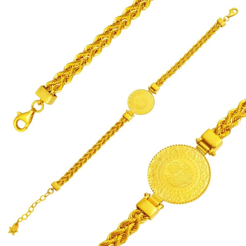 Halat Zincirli Çeyrek Bileklik BIL57 Halat Zincirli Çeyrek Bileklik BIL57